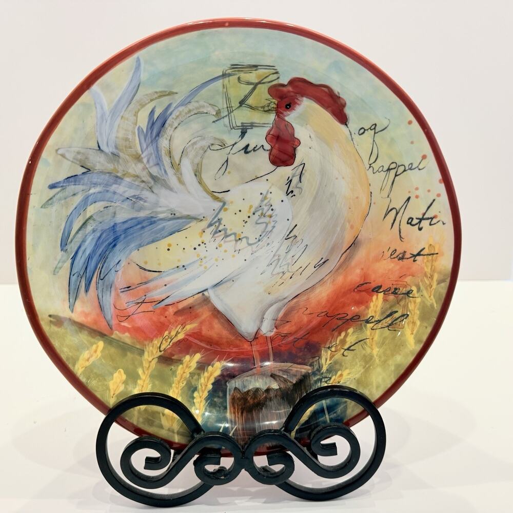 Certified International Le Rooster Susan Winget 8 1/2” Soup Bowl Set Of 4 - Picture 5 of 8